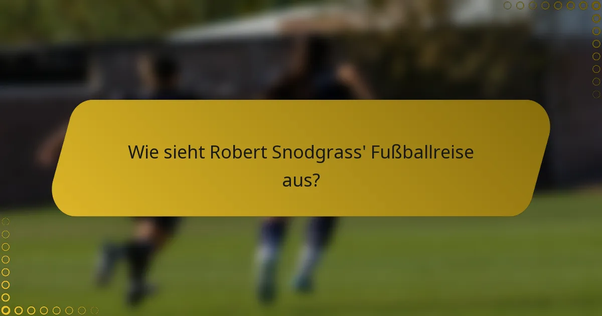 Wie sieht Robert Snodgrass' Fußballreise aus?